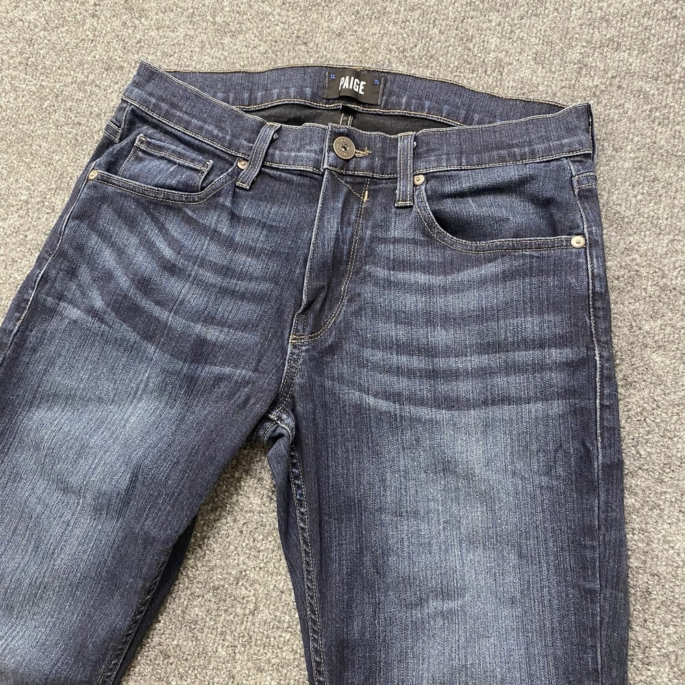 Paige Federal Russ Jeans Mens 29x34 Faded Whiskered Stretch Denim Made in USA